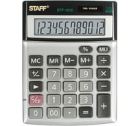 Настольный металлический калькулятор STAFF STF-1212, компактный 140х105мм, 12 разрядов, двойное питание, 250118