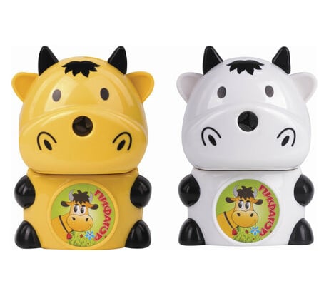 Механическая точилка ПИФАГОР Корова, металлический механизм, цвет ассорти, 222520