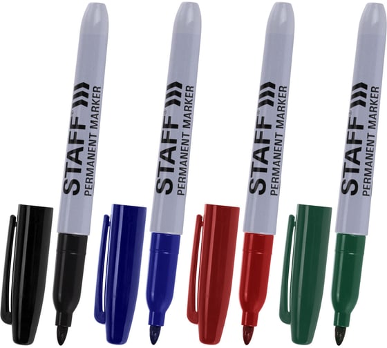 Перманентные нестираемые маркеры STAFF EVERYDAY набор 4 шт, ассорти, 2,5мм, 151237