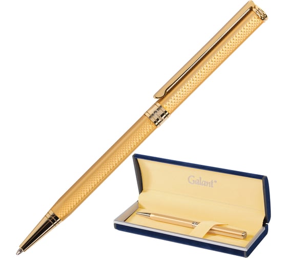 Подарочная шариковая ручка GALANT Stiletto Gold, золотистый корпус, золотистые детали, 0,7мм, синяя, 140527