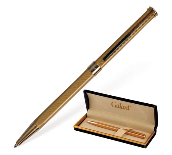 Подарочная шариковая ручка GALANT Stiletto Gold, золотистый корпус, золотистые детали, 0,7мм, синяя, 140527