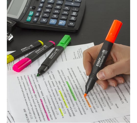 Набор текстовыделителей STAFF STICK 4 шт, ассорти, линия 1-4 мм, 151501