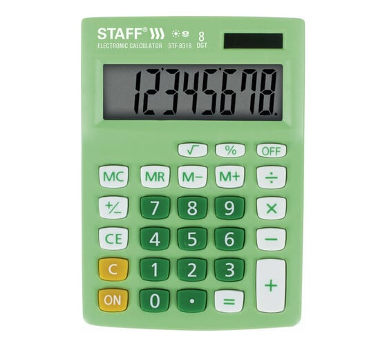 Настольный калькулятор STAFF STF-8318, компактный 8 разрядов, 250293