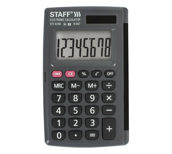 Карманный калькулятор STAFF STF-6248 104х63мм, 8 разрядов, двойное питание, 250284