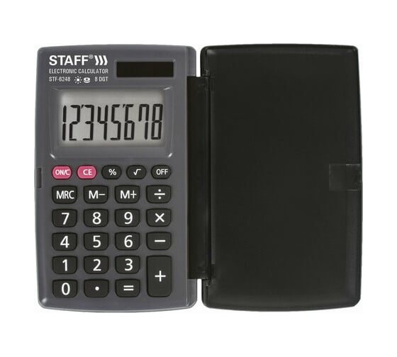 Карманный калькулятор STAFF STF-6248 104х63мм, 8 разрядов, двойное питание, 250284