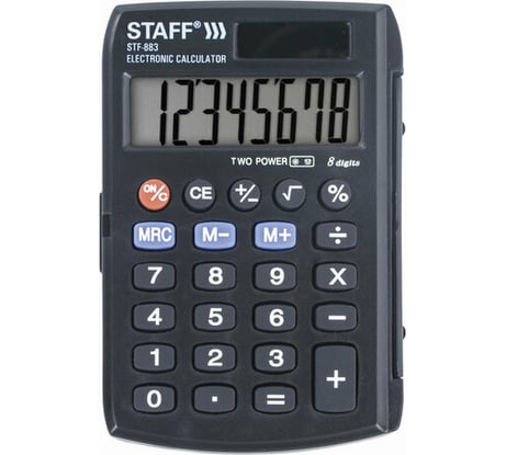 Карманный калькулятор STAFF STF-883 95х62мм, 8 разрядов, двойное питание, 250196