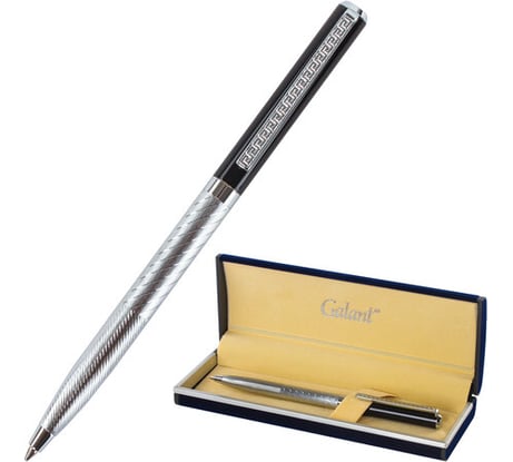 Подарочная шариковая ручка GALANT Landsberg, серебристый/черный корпус, хромированные детали, 0,7мм, синяя, 141013