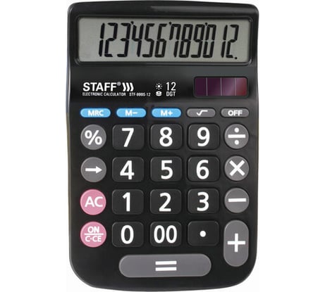 Настольный калькулятор STAFF PLUS DC-999S-12, компактный 160x106мм, большие кнопки, 250426