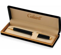 Подарочная шариковая ручка GALANT Black, черный корпус, золотистые детали, 0,7мм, синяя, 140405