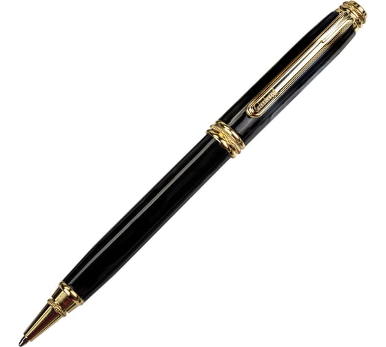 Подарочная шариковая ручка GALANT Black, черный корпус, золотистые детали, 0,7мм, синяя, 140405