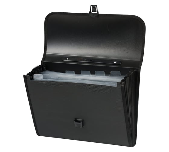 Пластиковая папка-портфель STAFF A4 330x235x50мм, 7 отделений, черный, 221206