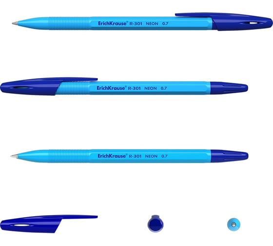 Набор из 4 ручек шариковых Erichkrause R-301 Stick Neon 1,0, цвет чернил синий (в пакете) 58089