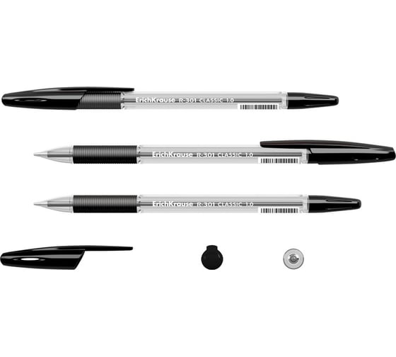Ручка шариковая Erichkrause R-301 Stick&Grip Classic 1,0, цвет чернил черный (в коробке по 50 шт,) 39528