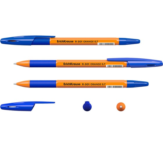 Ручка шариковая Erichkrause R-301 Stick&Grip Orange 0,7, цвет чернил синий (в коробке по 50 шт,) 39531