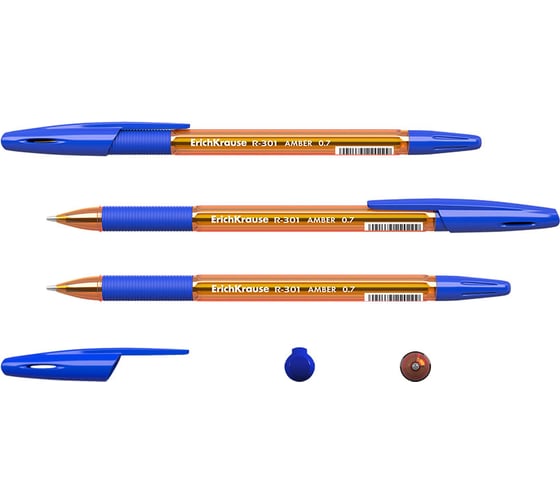 Ручка шариковая Erichkrause R-301 Stick&Grip Amber 0,7, цвет чернил синий (в коробке по 50 шт,) 39530