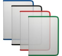 Папка для тетрадей Erichkrause на молнии пластиковая Diagonal Clear, с цветной молнией, A4, ассорти (в пакете по 4 шт,) 50342