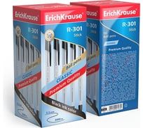 Ручка шариковая Erichkrause R-301 Stick Classic 1,0, цвет чернил черный (в коробке по 50 шт,) 43185