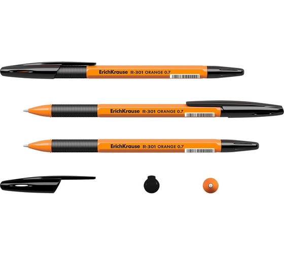 Ручка шариковая Erichkrause R-301 Stick&Grip Orange 0,7, цвет чернил черный (в коробке по 50 шт,) 39533