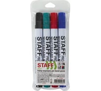 Маркеры STAFF Profit для доски, набор 4шт, ассорти, круглый наконечник, 2,5мм, 151648