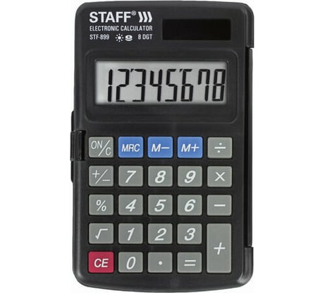 Карманный калькулятор STAFF STF-899 117х74мм, 8 разрядов, двойное питание, 250144