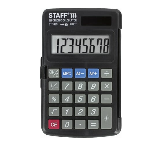 Карманный калькулятор STAFF STF-899 117х74мм, 8 разрядов, двойное питание, 250144