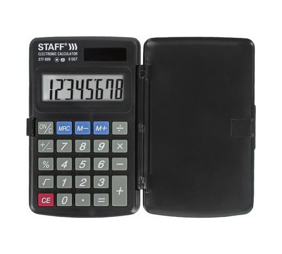 Карманный калькулятор STAFF STF-899 117х74мм, 8 разрядов, двойное питание, 250144
