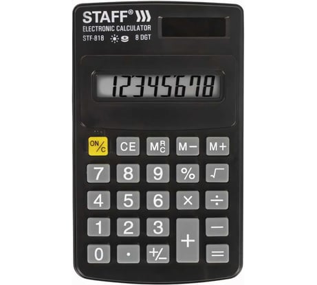 Карманный калькулятор STAFF STF-818 102х62мм, 8 разрядов, двойное питание, 250142
