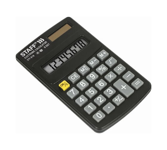 Карманный калькулятор STAFF STF-818 102х62мм, 8 разрядов, двойное питание, 250142