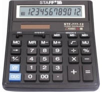 Настольный калькулятор STAFF STF-777, 12 разрядов, двойное питание, 210x165мм, черный 250458