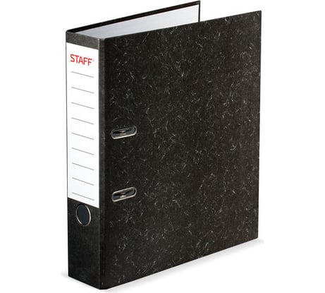 Папка-регистратор STAFF EVERYDAY с мраморным покрытием, 70 мм, без уголка, черный корешок, 224616