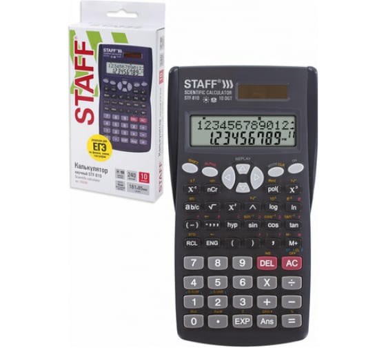 Инженерный калькулятор STAFF STF-810, 240 функций, 10+2 разрядов, двойное питание, 250280 10
