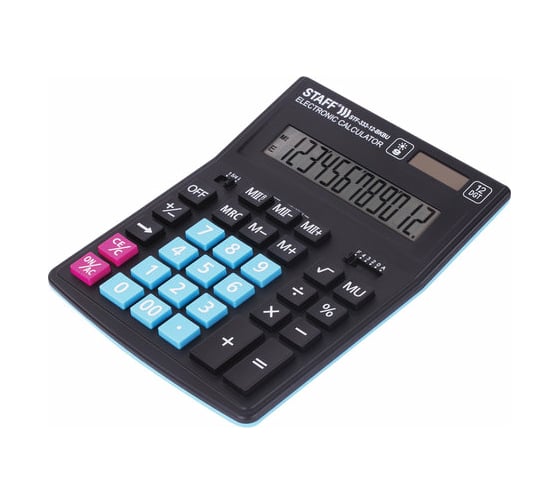 Настольный калькулятор STAFF PLUS STF-333-BKBU 200x154мм 12 разрядов,черно-синий, 250461