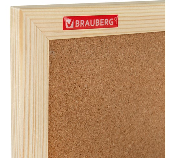 Доска пробковая для объявлений BRAUBERG 45x60 см, деревянная рамка, Wood, 238310