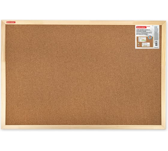 Доска пробковая для объявлений BRAUBERG 60x90 см, деревянная рамка, Wood, 238311