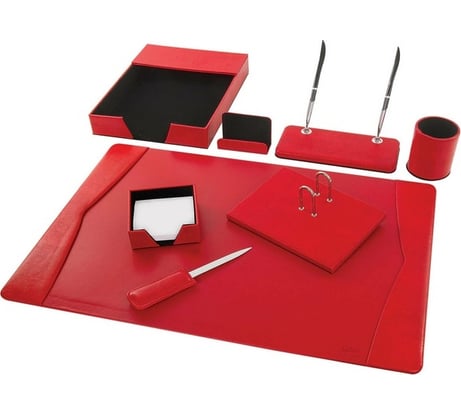 Настольный набор из экокожи GALANT 8 предметов, под змеиную кожу, красный 232283