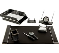 Настольный набор из мрамора GALANT 8 предметов, черный мрамор/серебристые металлические детали 231192