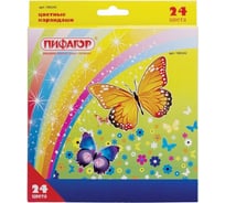 Цветные карандаши ПИФАГОР Сказочный мир 24 цвета, заточенные, дизайн ассорти 180242