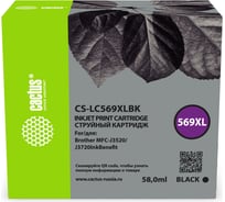 Картридж струйный CACTUS CS-LC569XLBK 569XL черный 58мл для Brother MFC-J3520/J3720InkBenefit 2031091