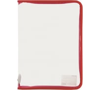 Папка для тетрадей ПИФАГОР А4 пластик, молния вокруг, прозрачная, красная 228214