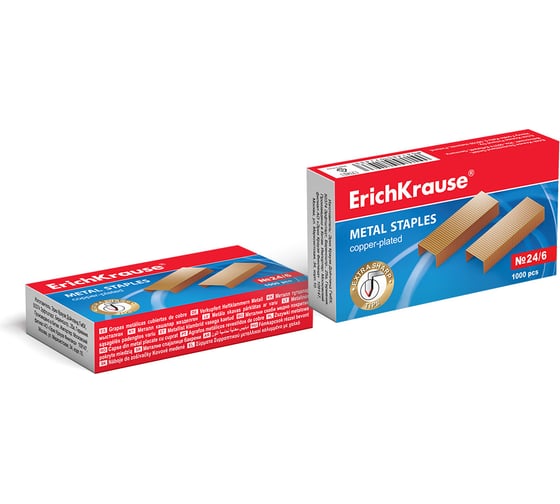 Скобы Erichkrause №24/6 омедненные (коробка 1000 шт,) 7143