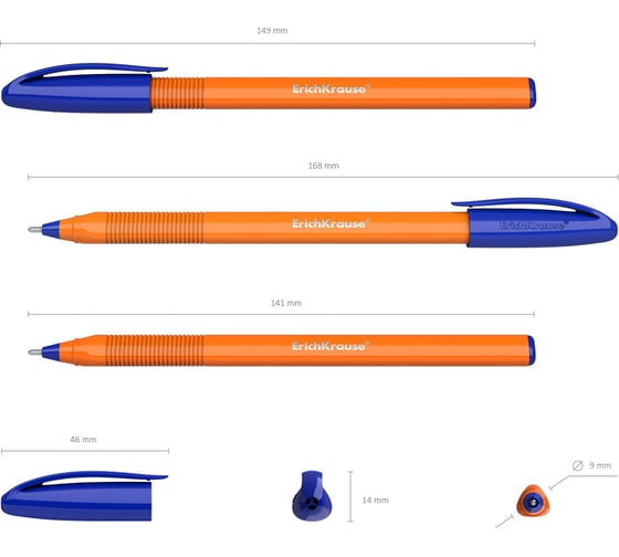 Ручка шариковая Erichkrause U-108 Stick Orange 0,7, Ultra Glide Technology, цвет чернил синий (в коробке по 50 шт,) 47582