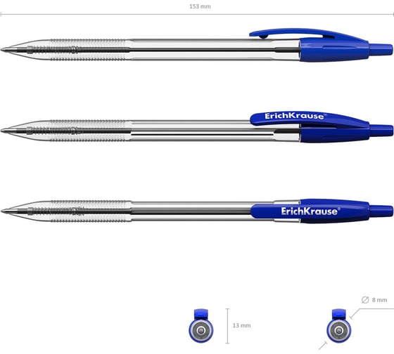 Ручка шариковая Erichkrause автоматическая R-301 Matic Classic 1,0, цвет чернил синий (в коробке по 50 шт,) 38509