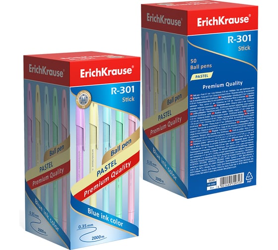 Ручка шариковая Erichkrause R-301 Stick Pastel 0,7, цвет чернил синий (в коробке по 50 шт,) 55387