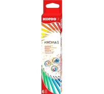 Трехгранные цветные карандаши 6 шт в упаковке Kores Kromas 6 цветов 93396 1054854