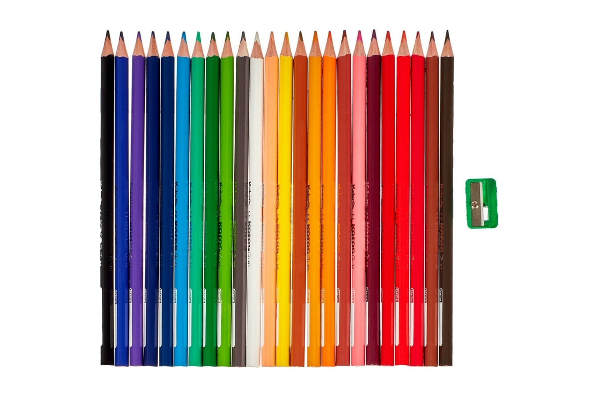 Трехгранные цветные карандаши Kores 24 цвета, точилка 93324.01 128903 .