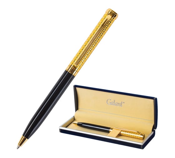 Подарочная шариковая ручка Galant Empire Gold золотой/черный корпус, золотистые детали, 0.7мм, синяя 140960