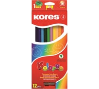 Шестигранные цветные карандаши Kores 12 цветов, точилка 96312.01 128899