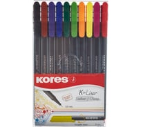 Линер Kores 0,4мм набор из 10 цветов в упаковке 685062