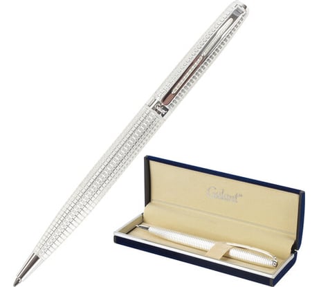 Подарочная шариковая ручка GALANT Royal Platinum, серебристый корпус, хромированные детали, 0,7мм, синяя, 140962