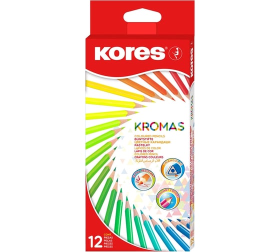 Трехгранные цветные карандаши Kores Kromas, 12 цветов 93391 1054855 1